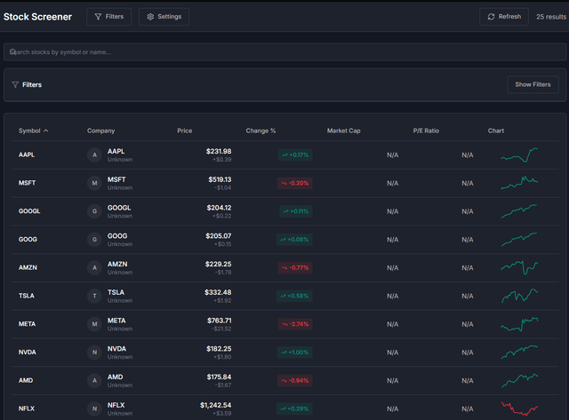 AI Stock Screener Home