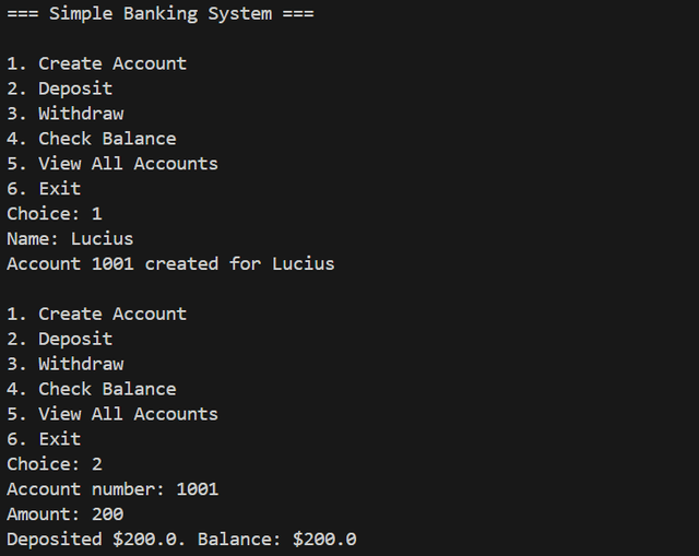 Simple Banking System
